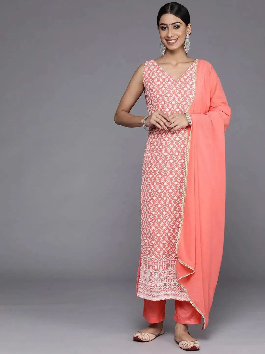 Coral Embroidered Georgette Straight Kurta With Dupatta
Coral Embroidered Georgette Straight Kurta With Dupatta