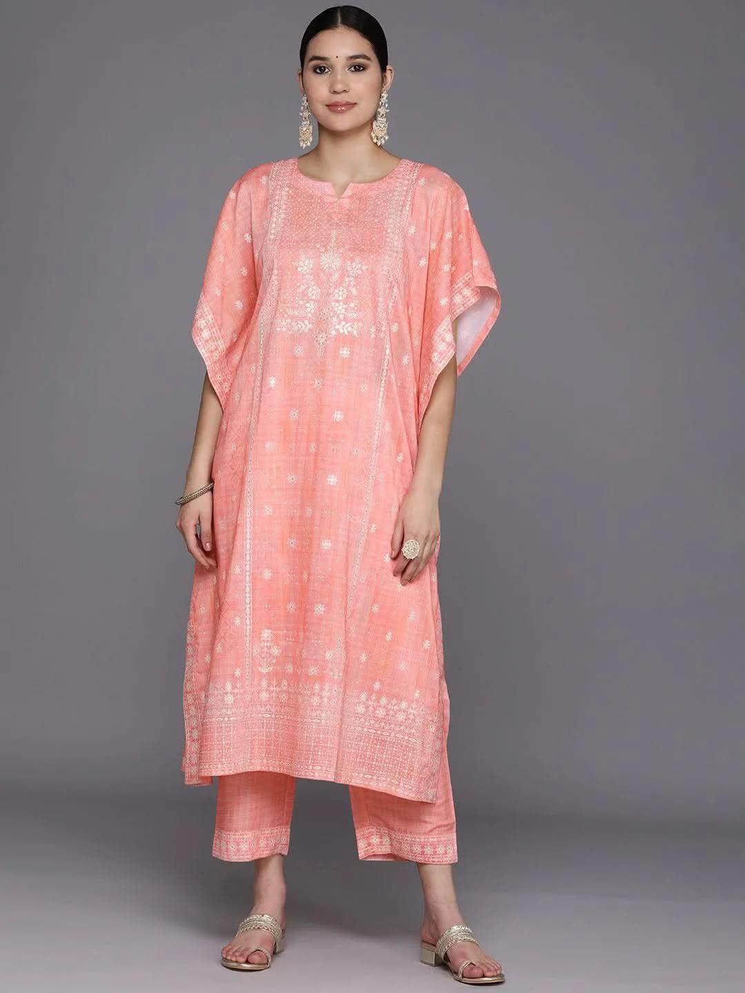 SUMMER 2 piece Silk printed coord kaftan - kp1130