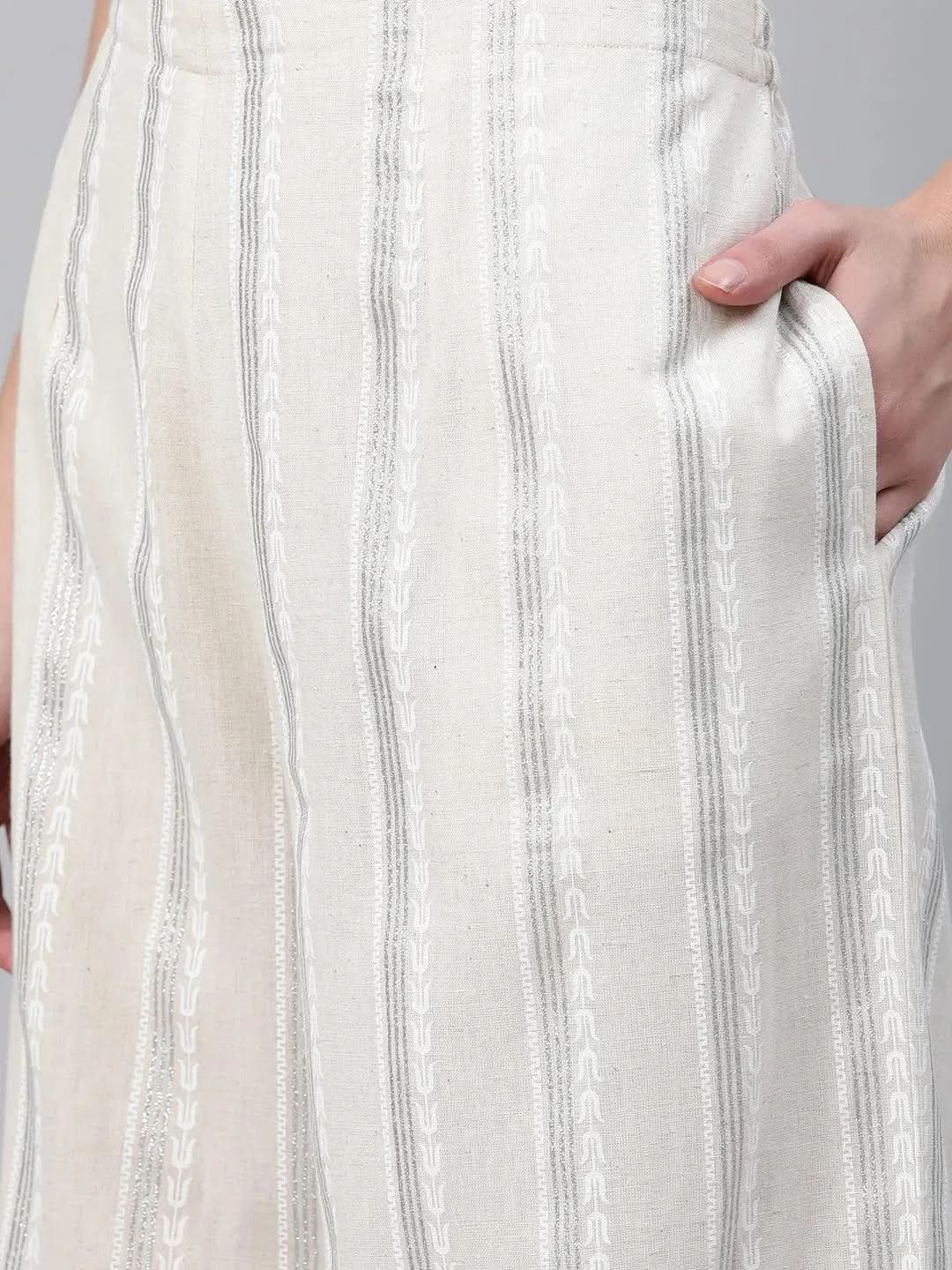 Cream Striped Cotton Palazzos
Cream Striped Cotton Palazzos