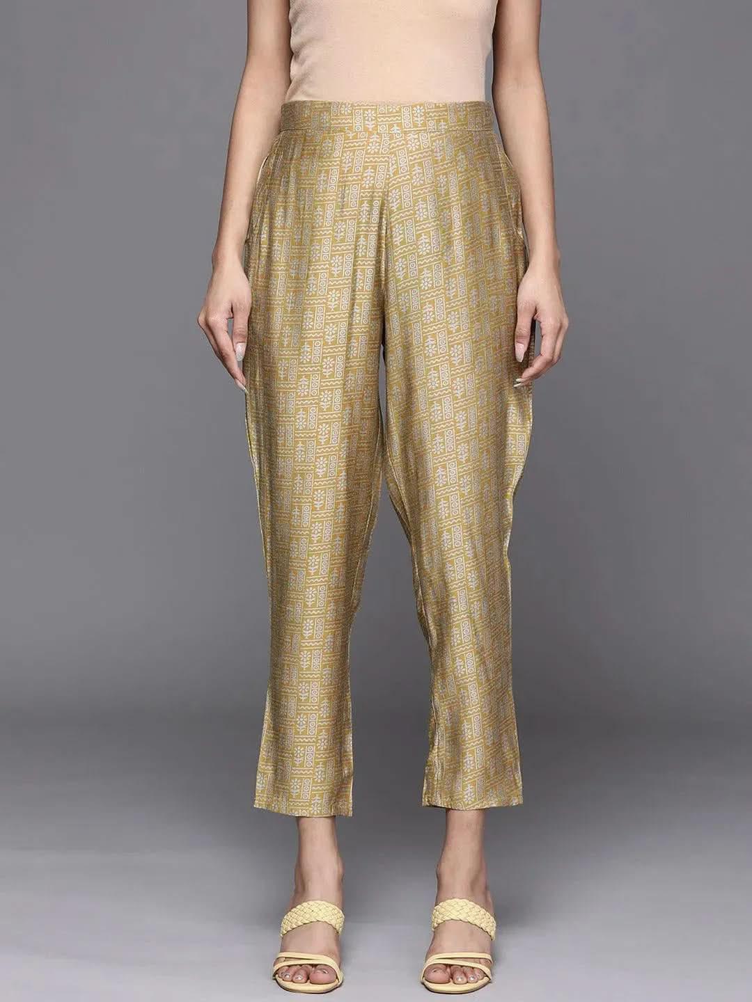 Buy Gold Printed Silk Trousers - PL1059O- | Libas Ethnic Wear Online
Buy Gold Printed Silk Trousers - PL1059O- | Libas Ethnic Wear Online