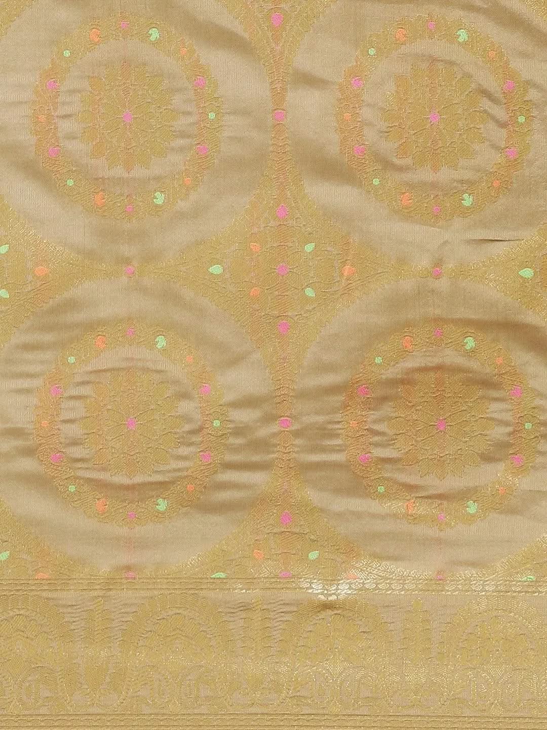 Golden Woven Design Brocade Saree - Libas