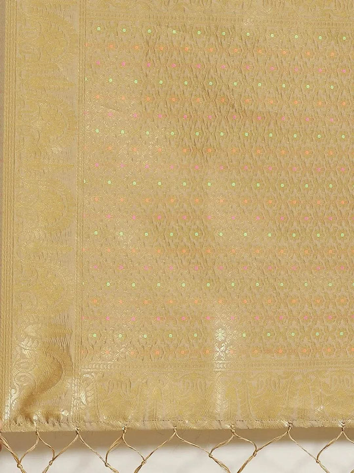 Golden Woven Design Brocade Saree - Libas