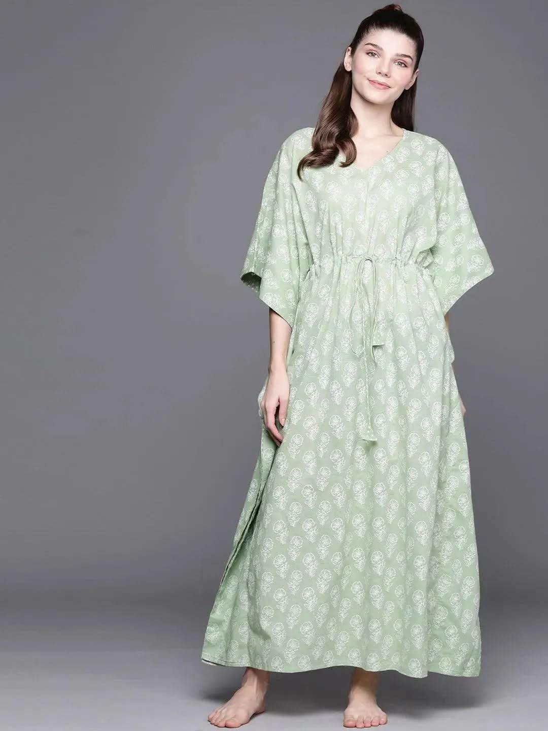 Buy Green Cotton Printed Kaftan Nightdress - 50038 | Libas Ethnic Wear Online
Buy Green Cotton Printed Kaftan Nightdress - 50038 | Libas Ethnic Wear Online