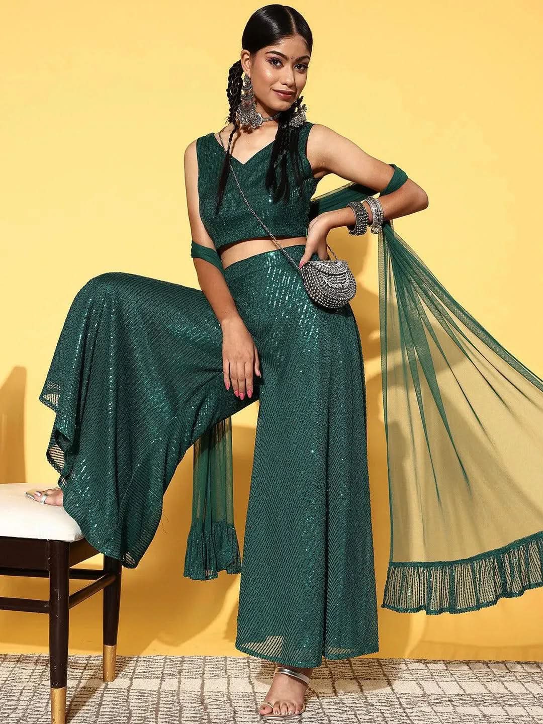 Green Embellished Nylon 3 Piece Co-Ords
Green Embellished Nylon 3 Piece Co-Ords