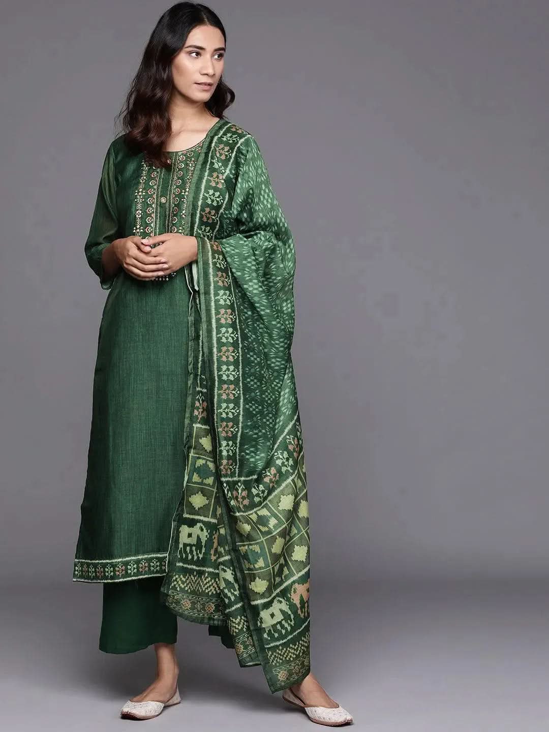 Buy Green Embroidered Chanderi Silk Suit Set - 20267O- | Libas Ethnic Wear Online
Buy Green Embroidered Chanderi Silk Suit Set - 20267O- | Libas Ethnic Wear Online