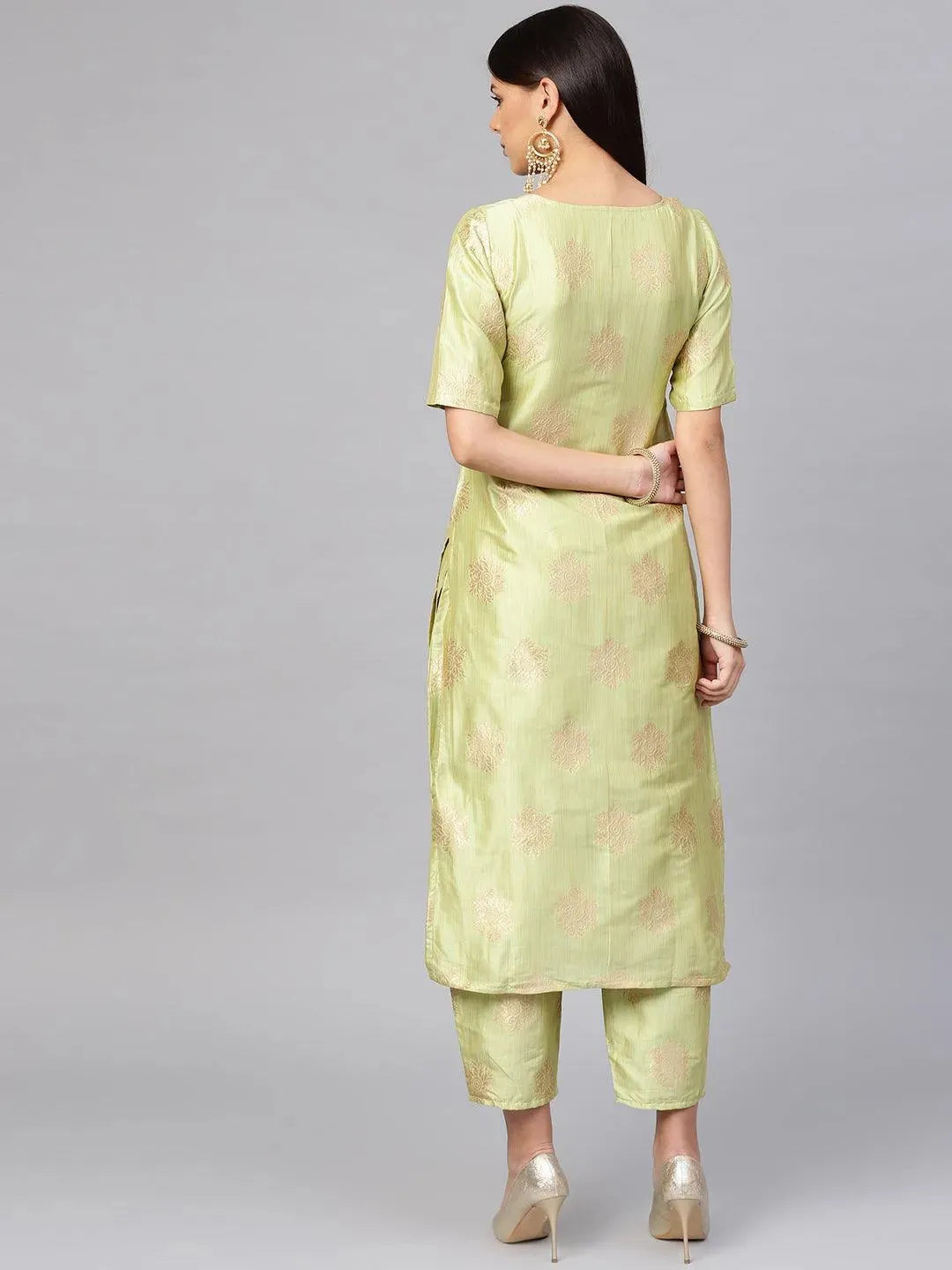 Green Embroidered Chanderi Kurta Set - Libas