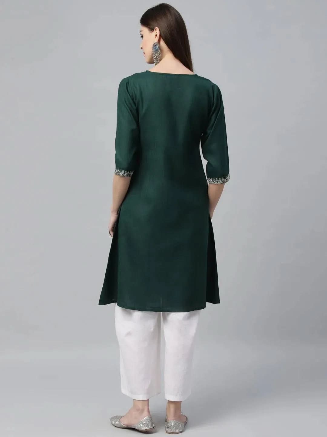 Green Embroidered Cotton Kurta
Green Embroidered Cotton Kurta
