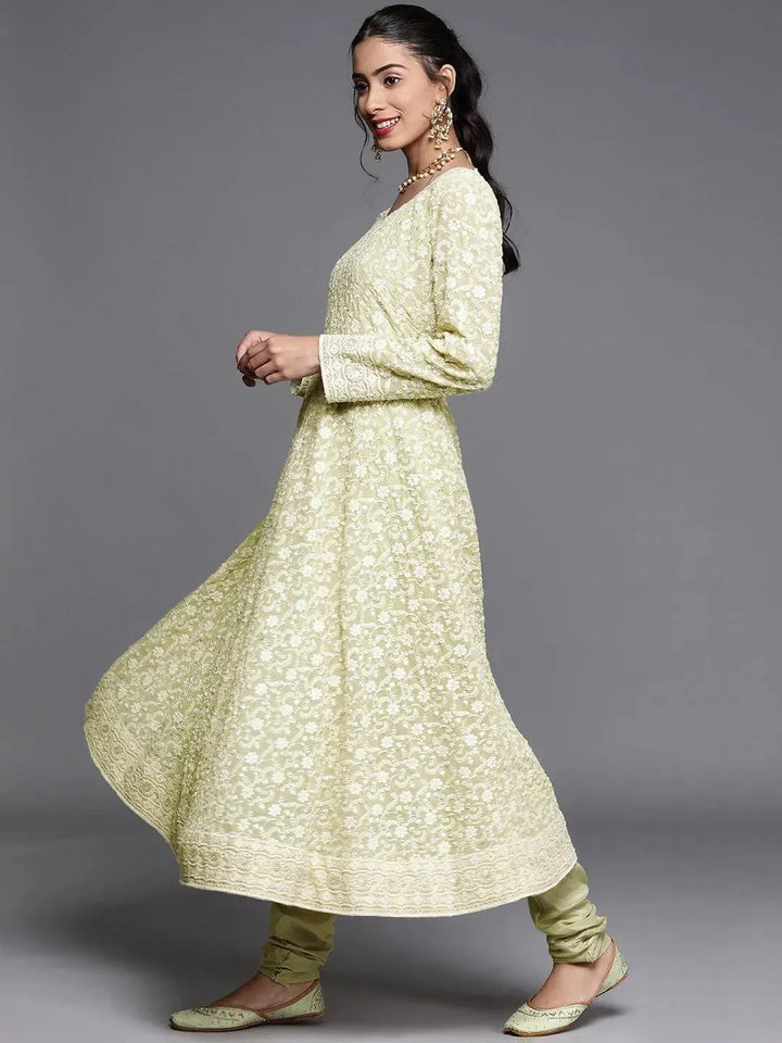Green Embroidered Georgette Suit Set - Libas