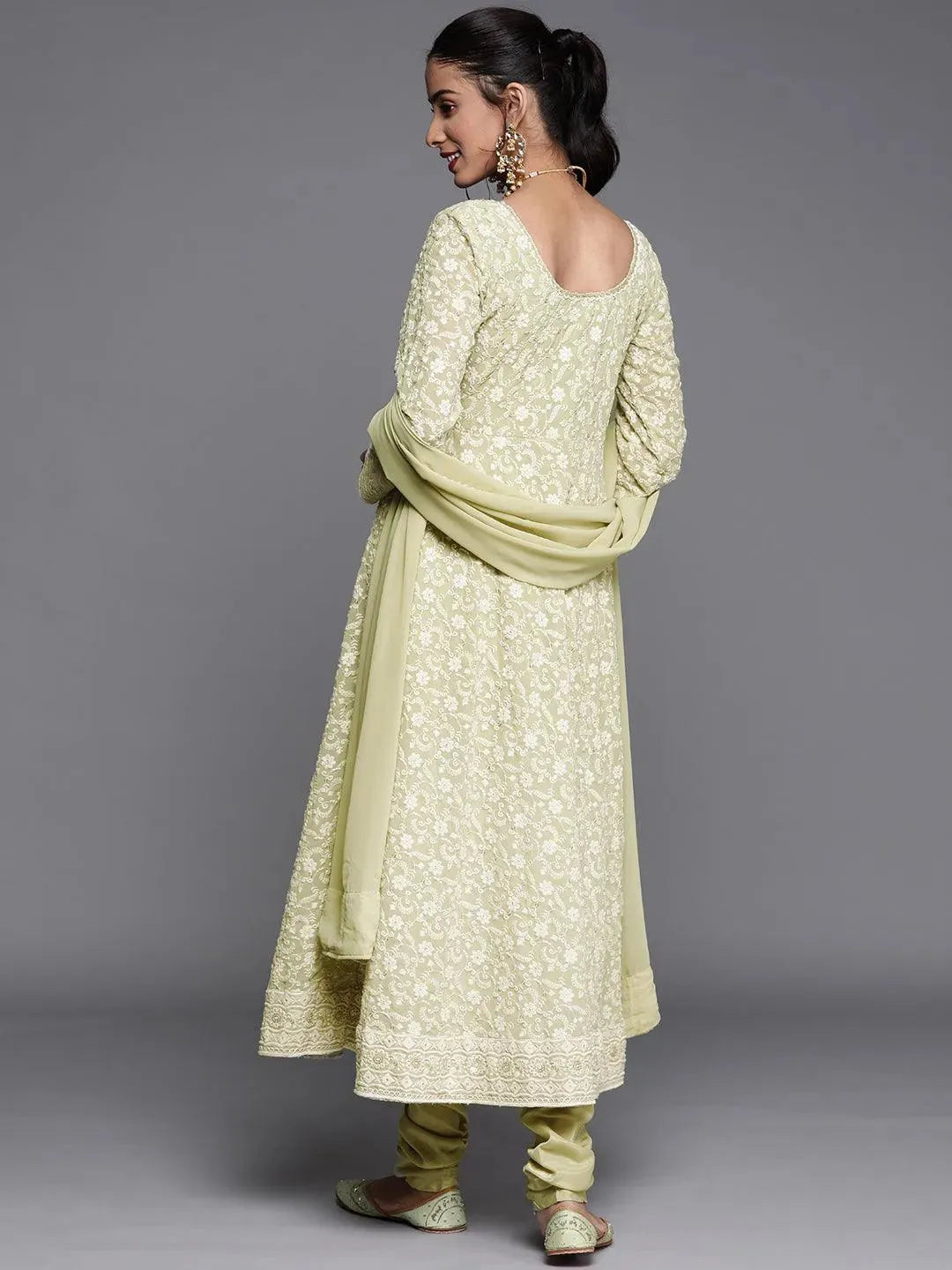 Green Embroidered Georgette Suit Set - Libas