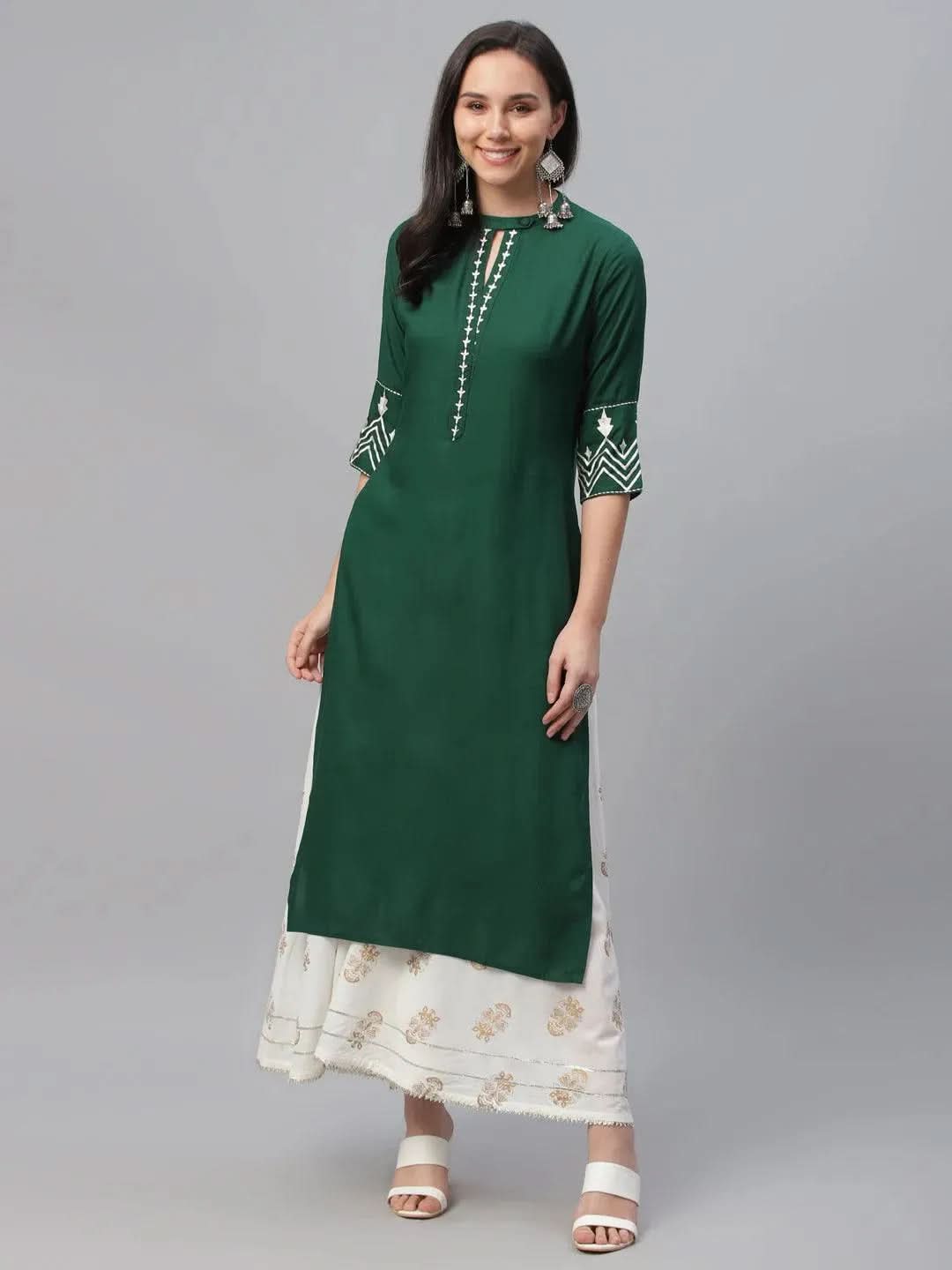 Green Embroidered Rayon Kurta
Green Embroidered Rayon Kurta