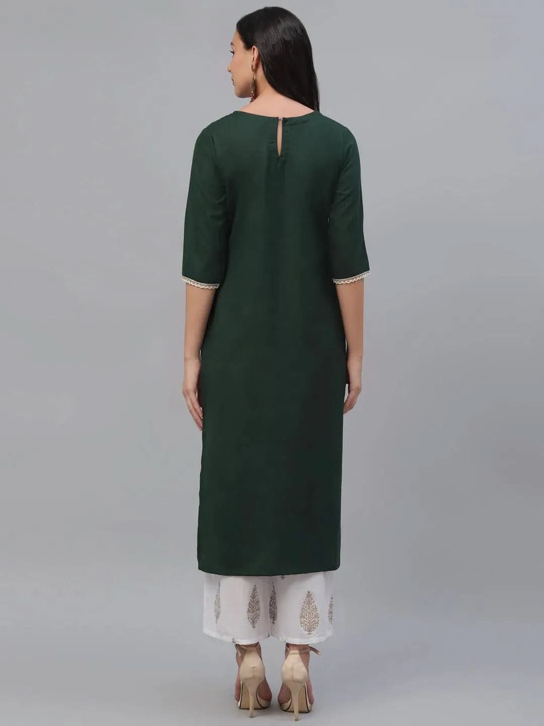 Green Embroidered Rayon Kurta
Green Embroidered Rayon Kurta
