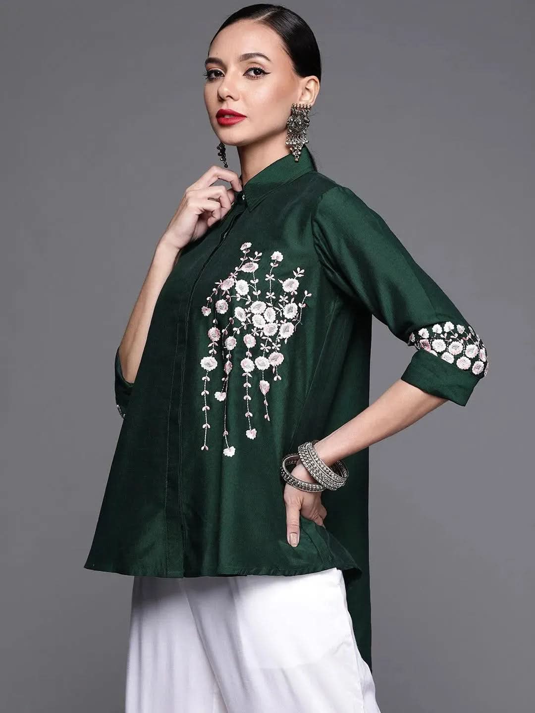 Buy Green Embroidered Silk Blend Shirt - 22133O- | Libas Ethnic Wear Online
Buy Green Embroidered Silk Blend Shirt - 22133O- | Libas Ethnic Wear Online