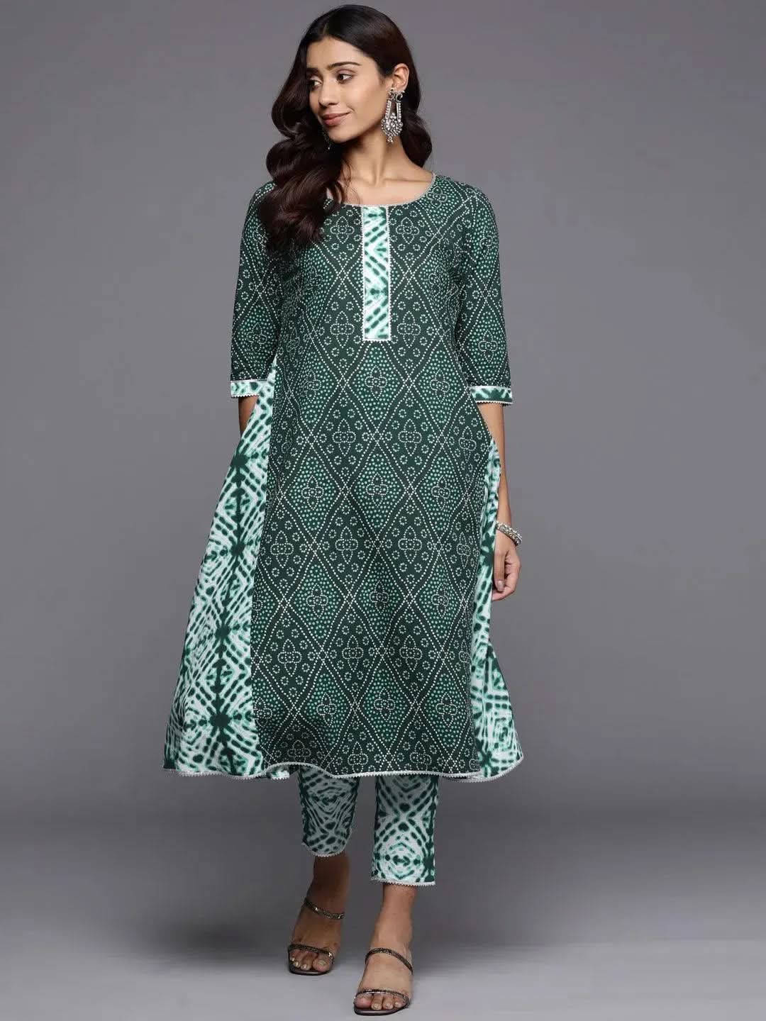 Green Printed Cotton A-Line Kurta
Green Printed Cotton A-Line Kurta