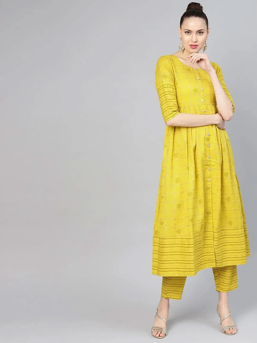 Green Printed Cotton A-Line Kurta With Trousers
Green Printed Cotton A-Line Kurta With Trousers