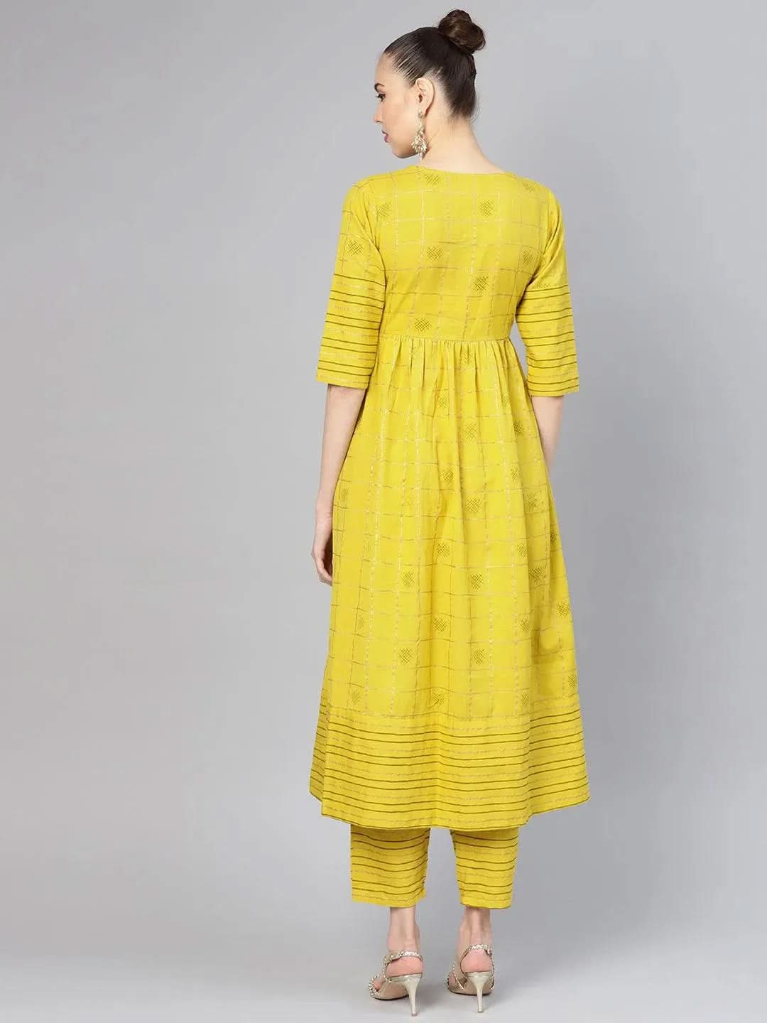 Green Printed Cotton Kurta Set - Libas