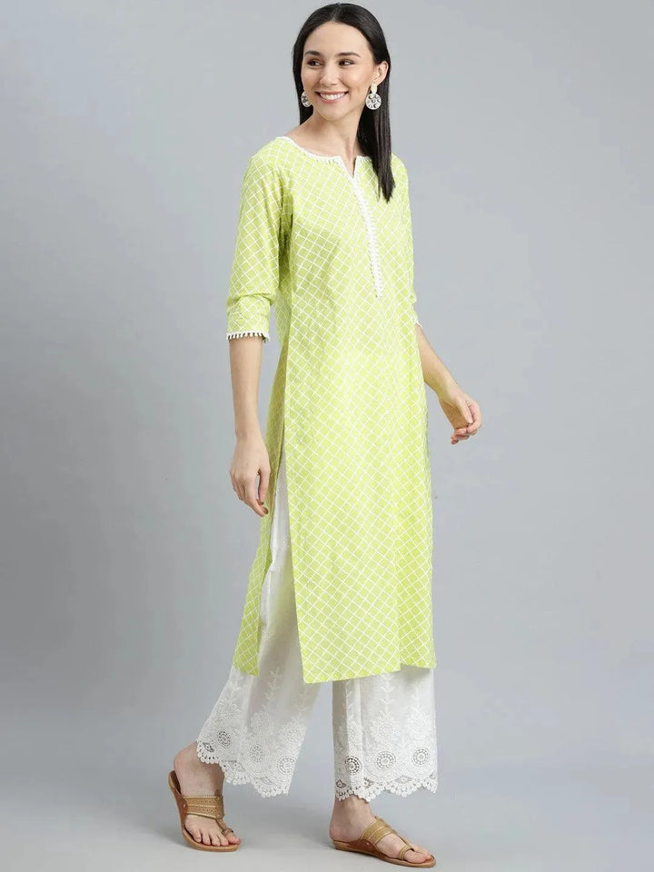 Green Printed Cotton Kurta - Libas