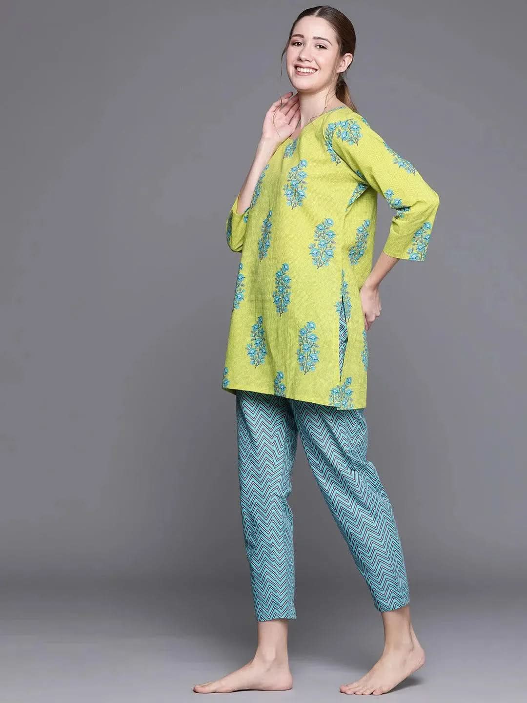 Buy Green Printed Cotton Night Suit - 50027- | Libas Ethnic Wear Online
Buy Green Printed Cotton Night Suit - 50027- | Libas Ethnic Wear Online
