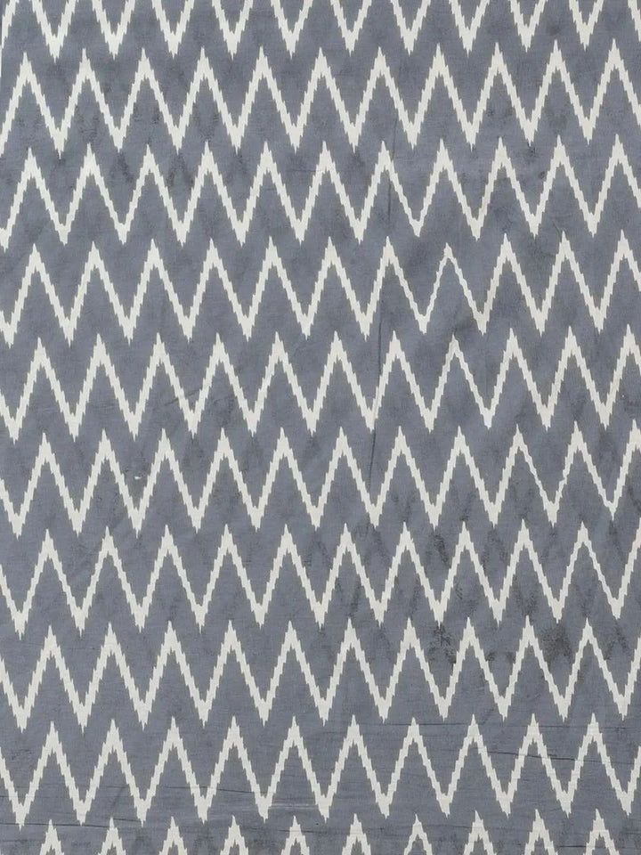 Green Printed Cotton Saree - Libas