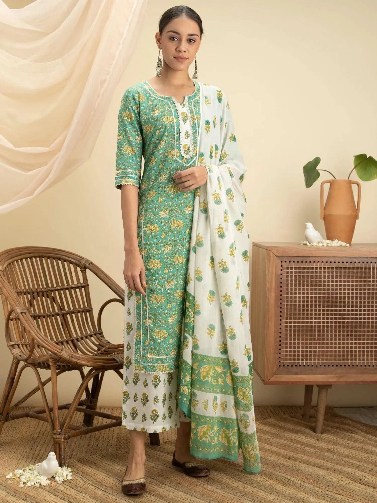 Buy Green Printed Cotton Suit Set - 13030O- | Libas Ethnic Wear Online
Buy Green Printed Cotton Suit Set - 13030O- | Libas Ethnic Wear Online