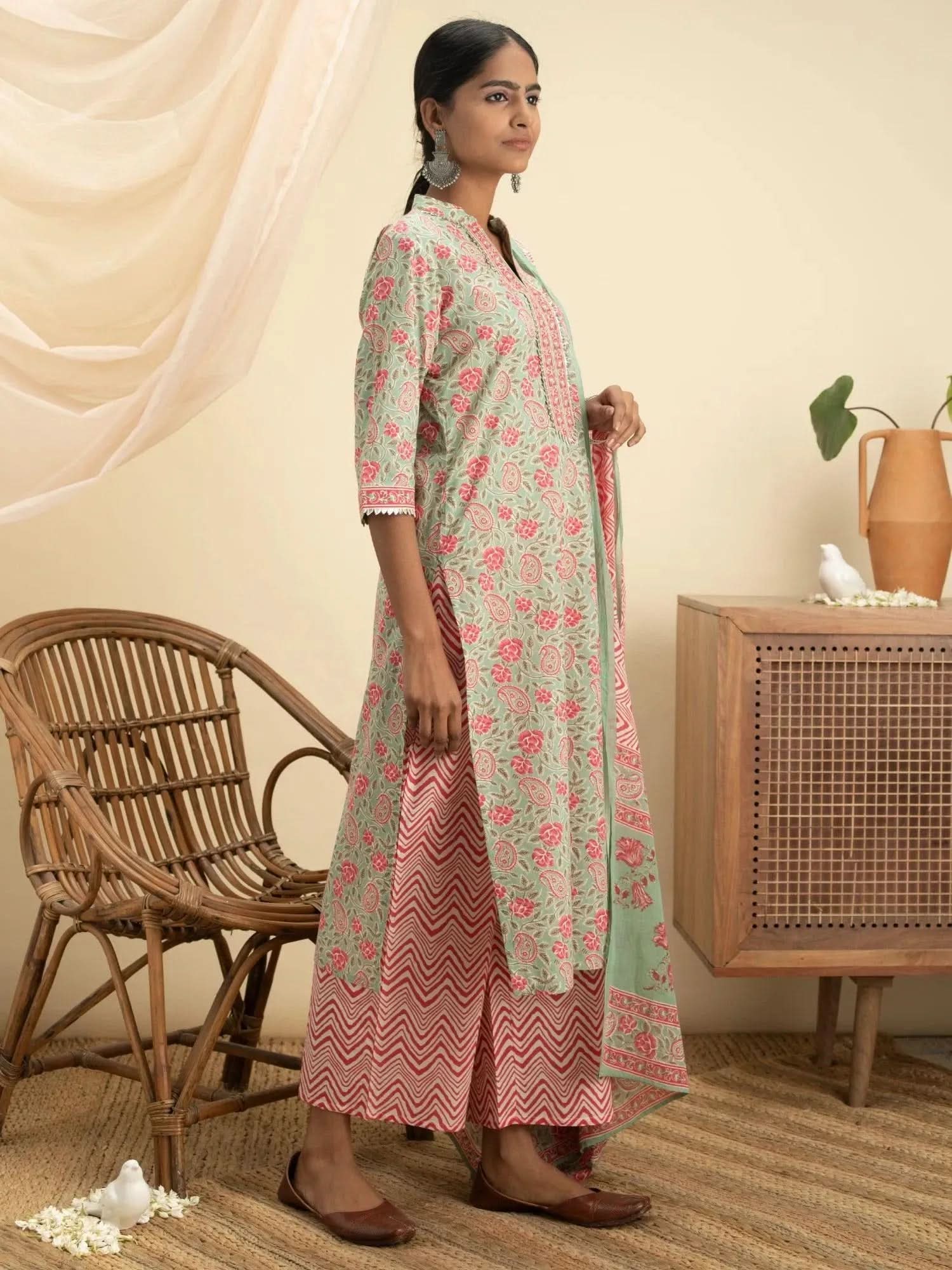 Buy Green Printed Cotton Suit Set - 20014O- | Libas Ethnic Wear Online
Buy Green Printed Cotton Suit Set - 20014O- | Libas Ethnic Wear Online