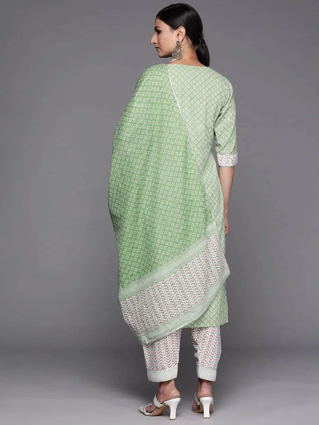 Green Printed Cotton Straight Kurta With Salwar & Dupatta
Green Printed Cotton Straight Kurta With Salwar & Dupatta
