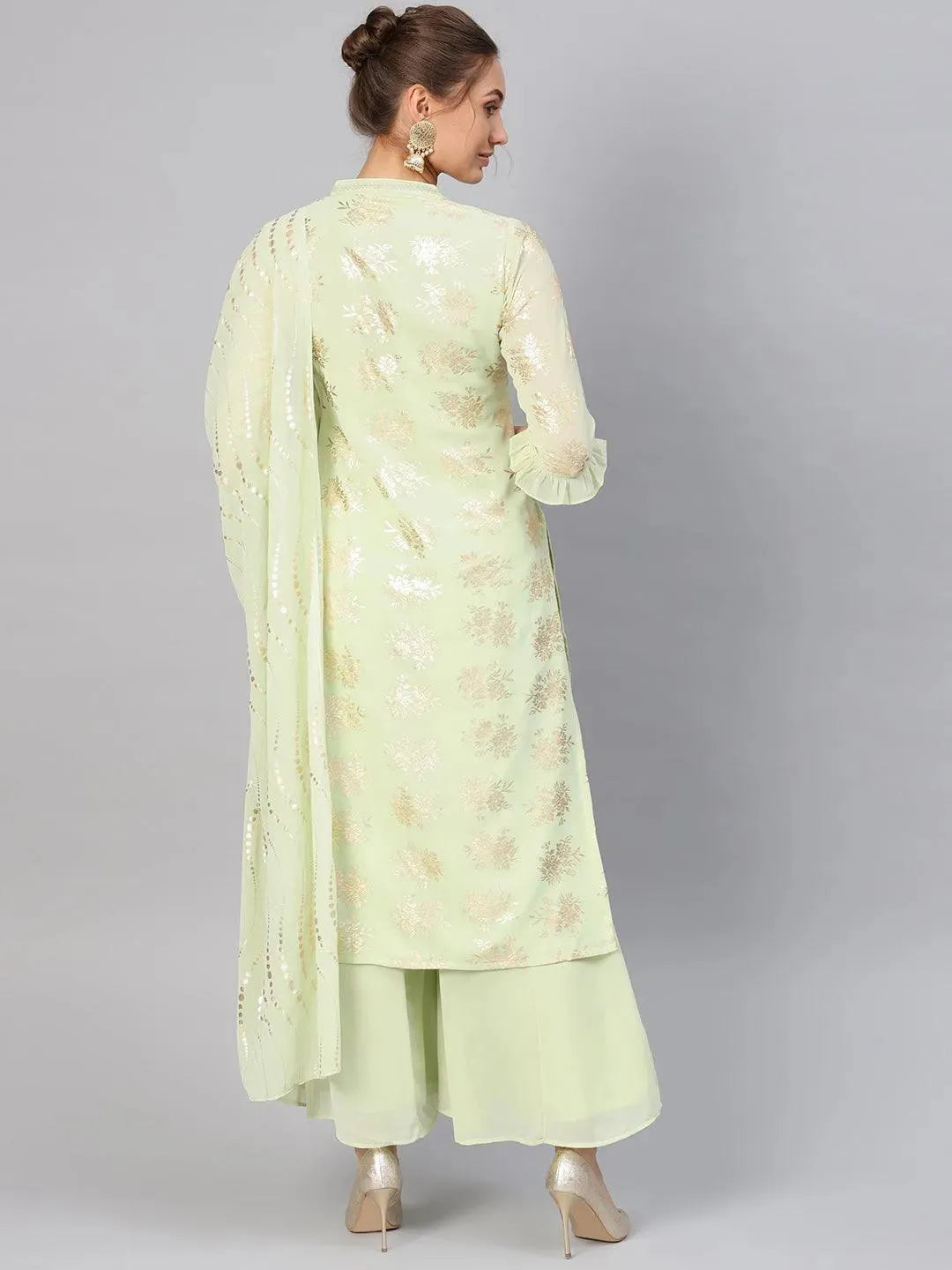 Green Printed Georgette Suit Set - Libas