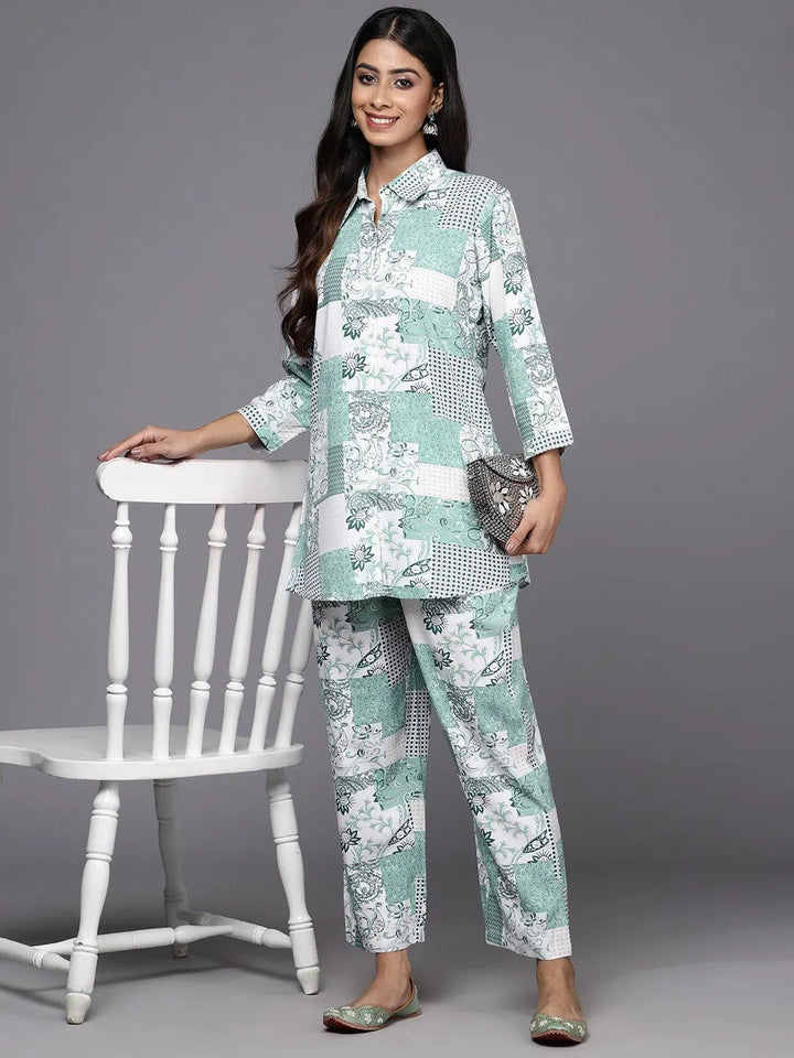 Green Printed Rayon Co-Ords - Libas