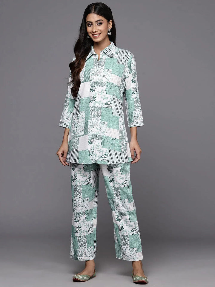 Green Printed Rayon Co-Ords - Libas