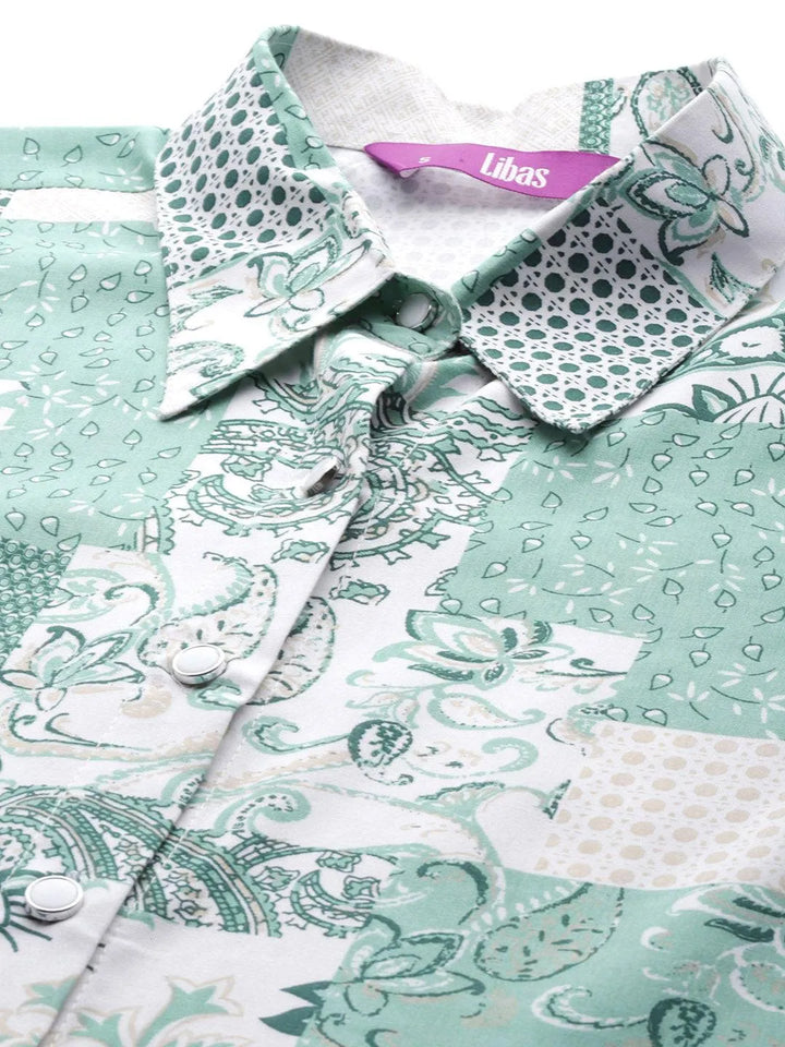 Green Printed Rayon Co-Ords - Libas