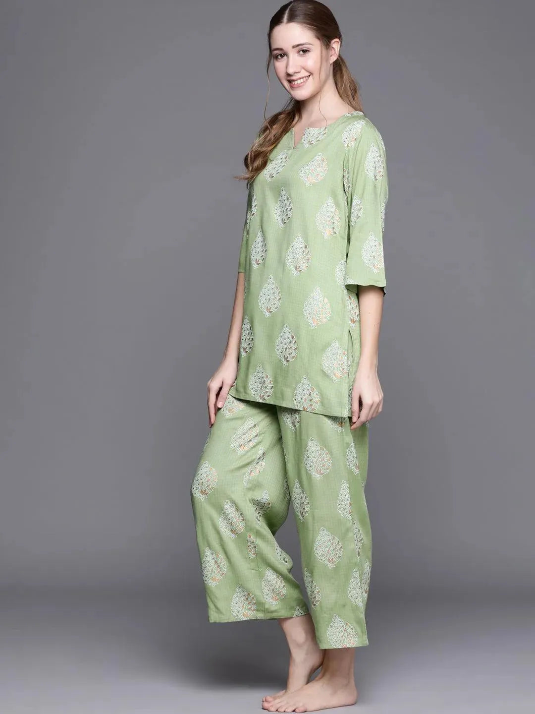 Buy Green Printed Rayon Night Suit - 50016- | Libas Ethnic Wear Online
Buy Green Printed Rayon Night Suit - 50016- | Libas Ethnic Wear Online