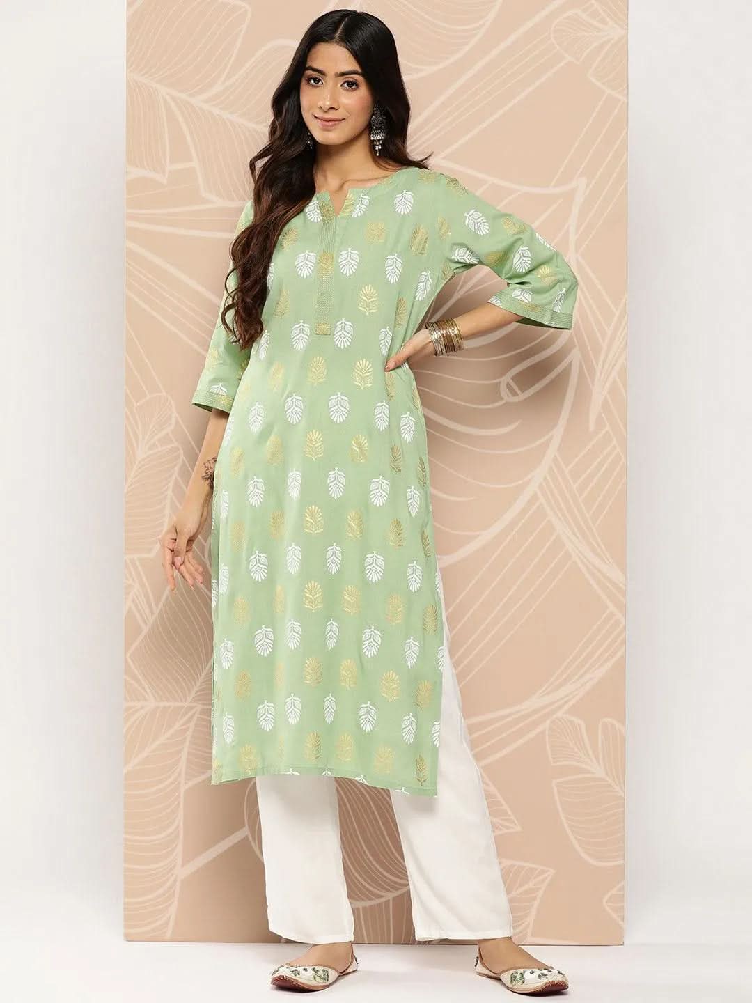 Green Printed Rayon Straight Kurta
Green Printed Rayon Straight Kurta