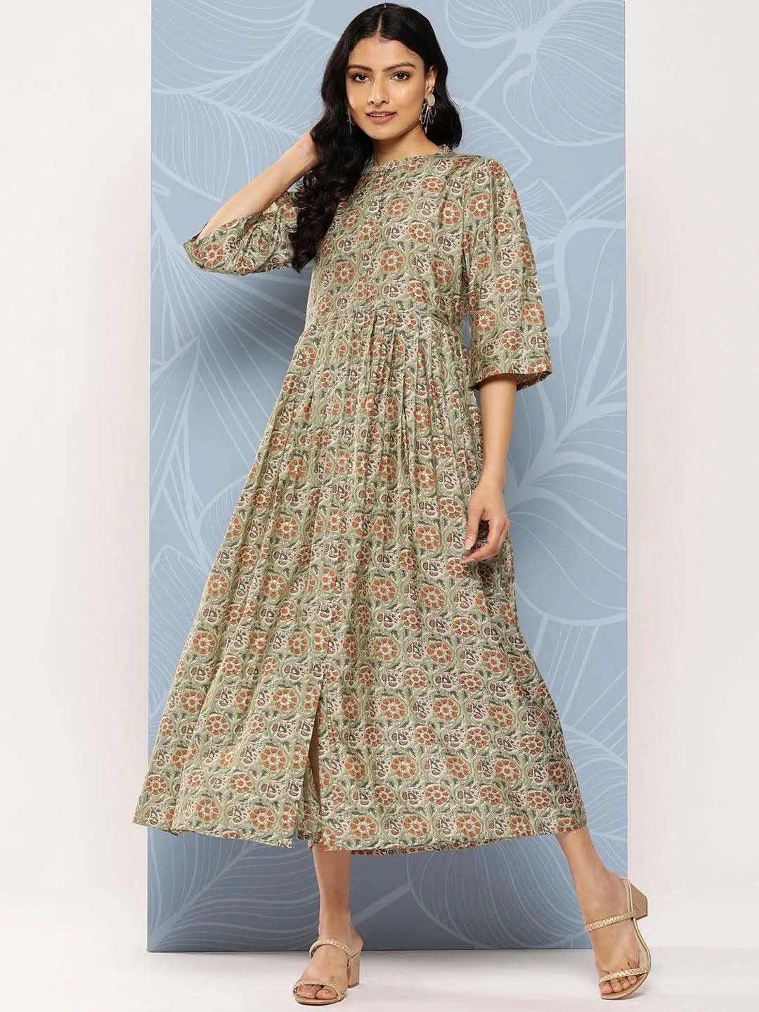 Green Printed Silk Fit and Flare Dress
Green Printed Silk Fit and Flare Dress