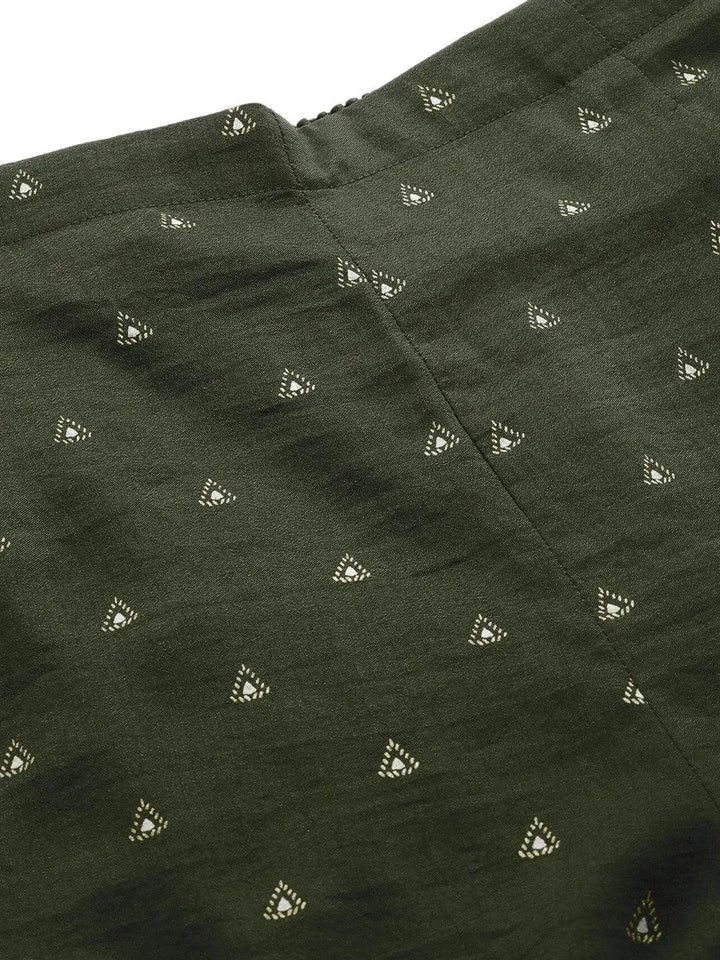 Green Printed Silk Palazzos - Libas