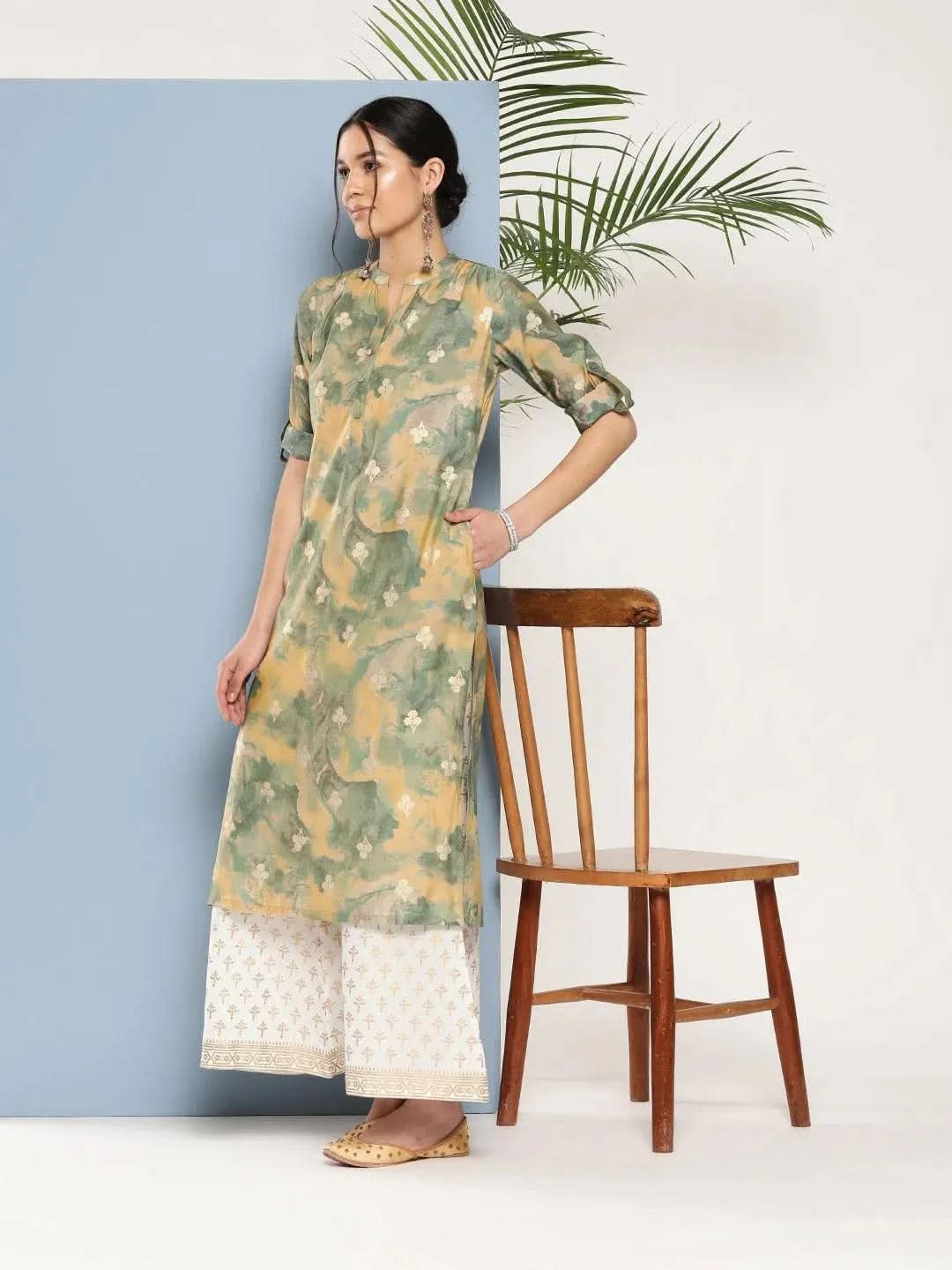 Green Printed Silk Straight Kurta
Green Printed Silk Straight Kurta
