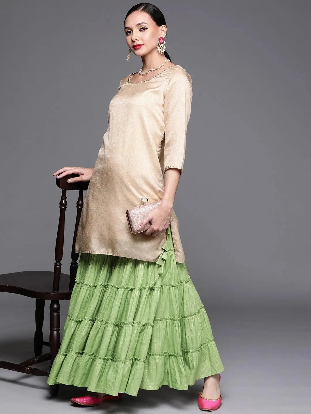 Buy Green Self Design Cotton Sharara Pants - PL978O-S | Libas Ethnic Wear Online
Buy Green Self Design Cotton Sharara Pants - PL978O-S | Libas Ethnic Wear Online