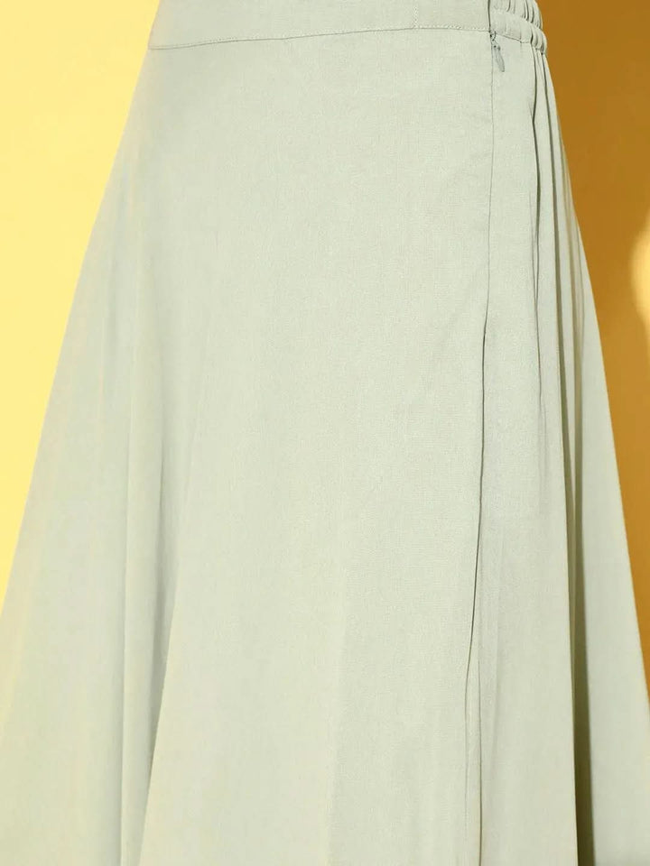 Green Sequinned Georgette Lehenga Set With Potli - Libas