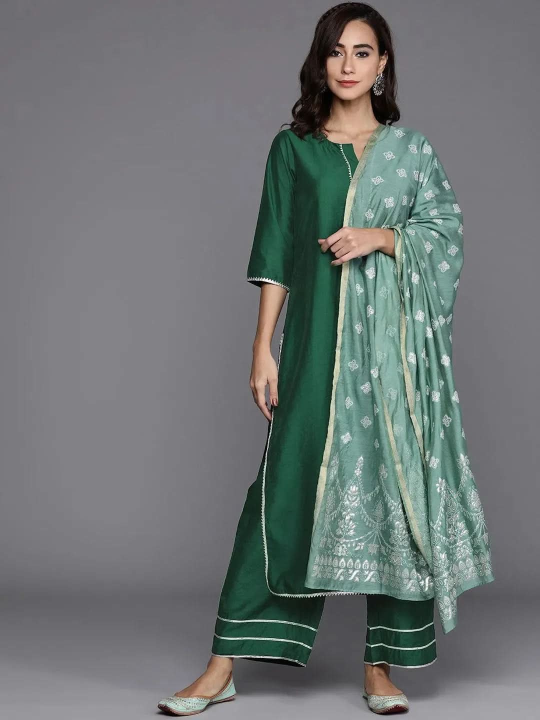Buy Green Solid Chanderi Silk Suit Set - 20204O- | Libas Ethnic Wear Online
Buy Green Solid Chanderi Silk Suit Set - 20204O- | Libas Ethnic Wear Online