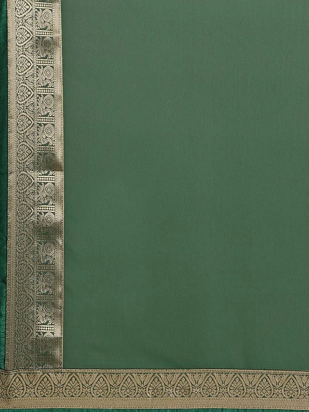 Green Solid Georgette Saree - Libas