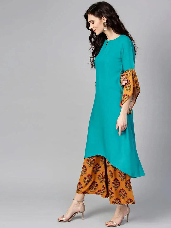 Green Solid Rayon Kurta Set - Libas