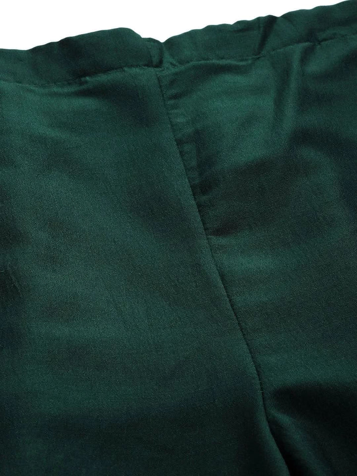 Green Solid Silk Palazzos - Libas
