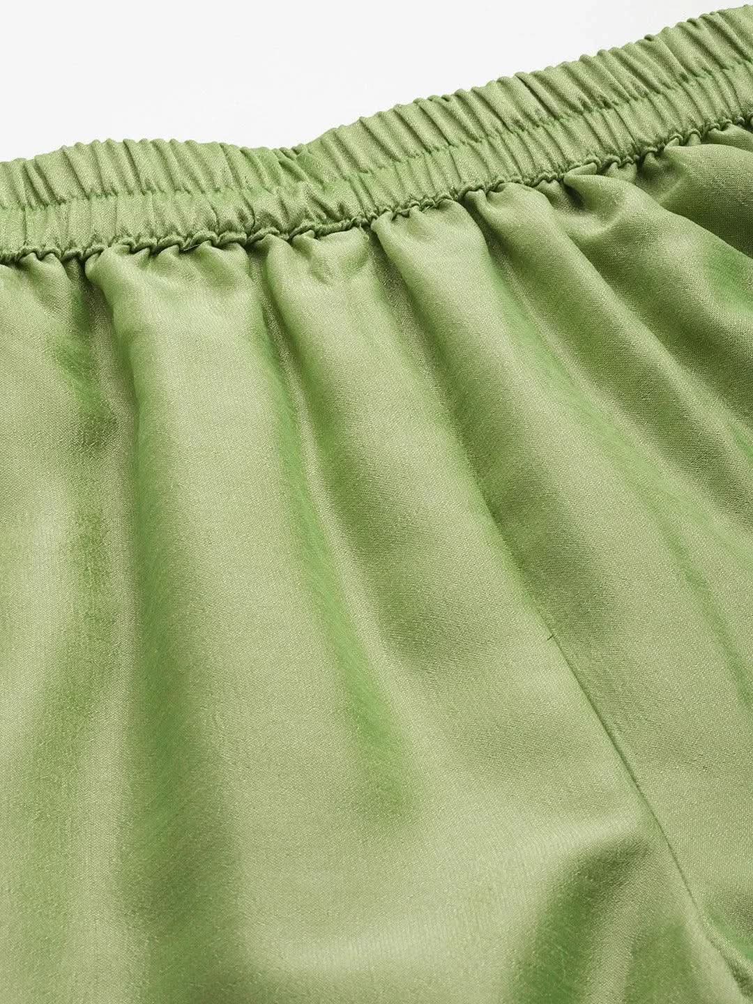 Green Solid Silk Palazzos 
Green Solid Silk Palazzos