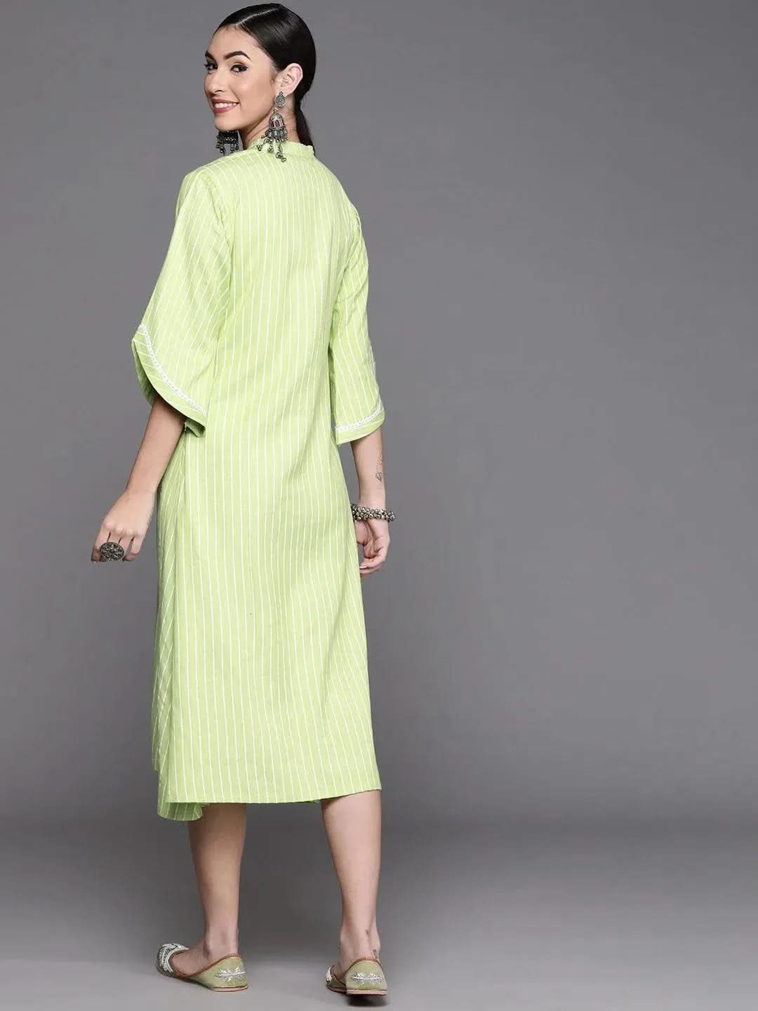 Buy Green Striped Cotton Dress - 23158O-XS | Libas Ethnic Wear Online 
Buy Green Striped Cotton Dress - 23158O-XS | Libas Ethnic Wear Online