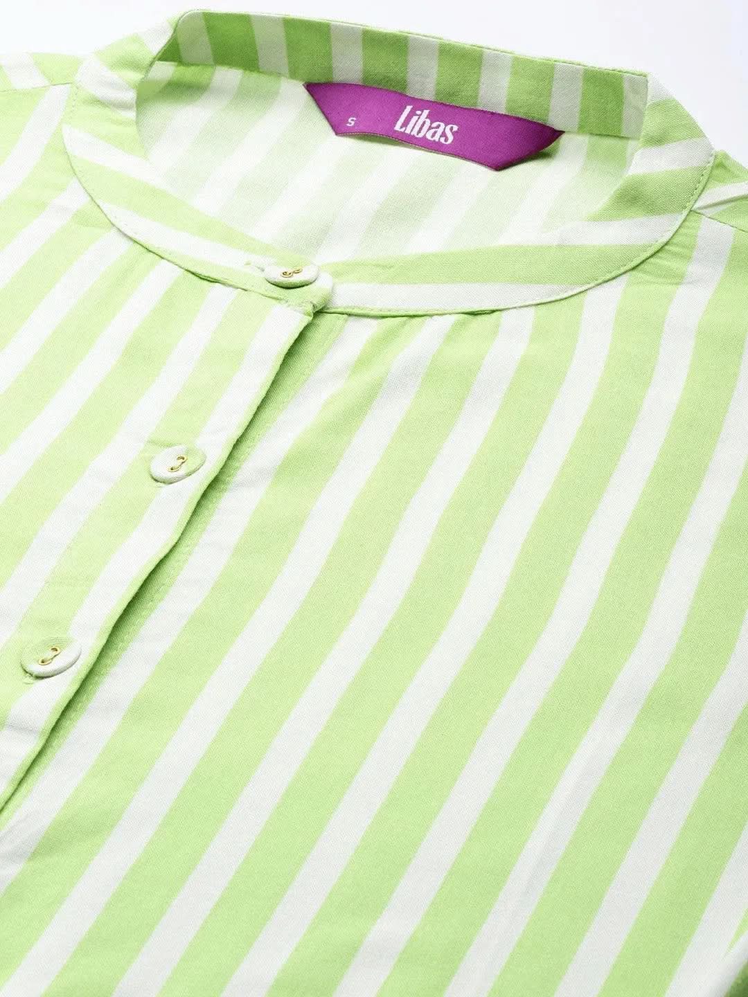 Buy Green Striped Rayon Dress - 23305O-XS | Libas Ethnic Wear Online 
Buy Green Striped Rayon Dress - 23305O-XS | Libas Ethnic Wear Online