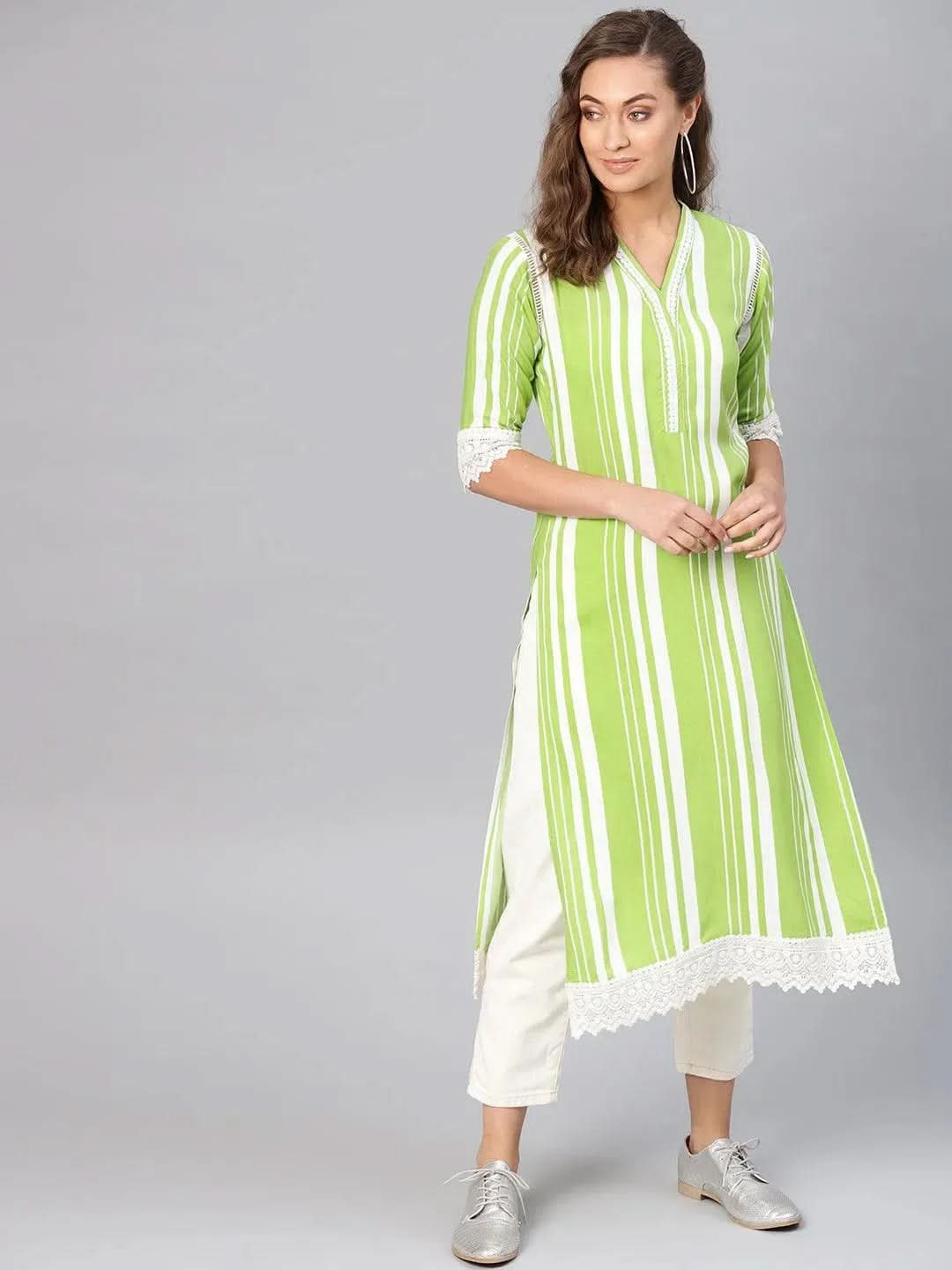 Buy Green Striped Rayon Kurta - 8509- | Libas Ethnic Wear Online
Buy Green Striped Rayon Kurta - 8509- | Libas Ethnic Wear Online
