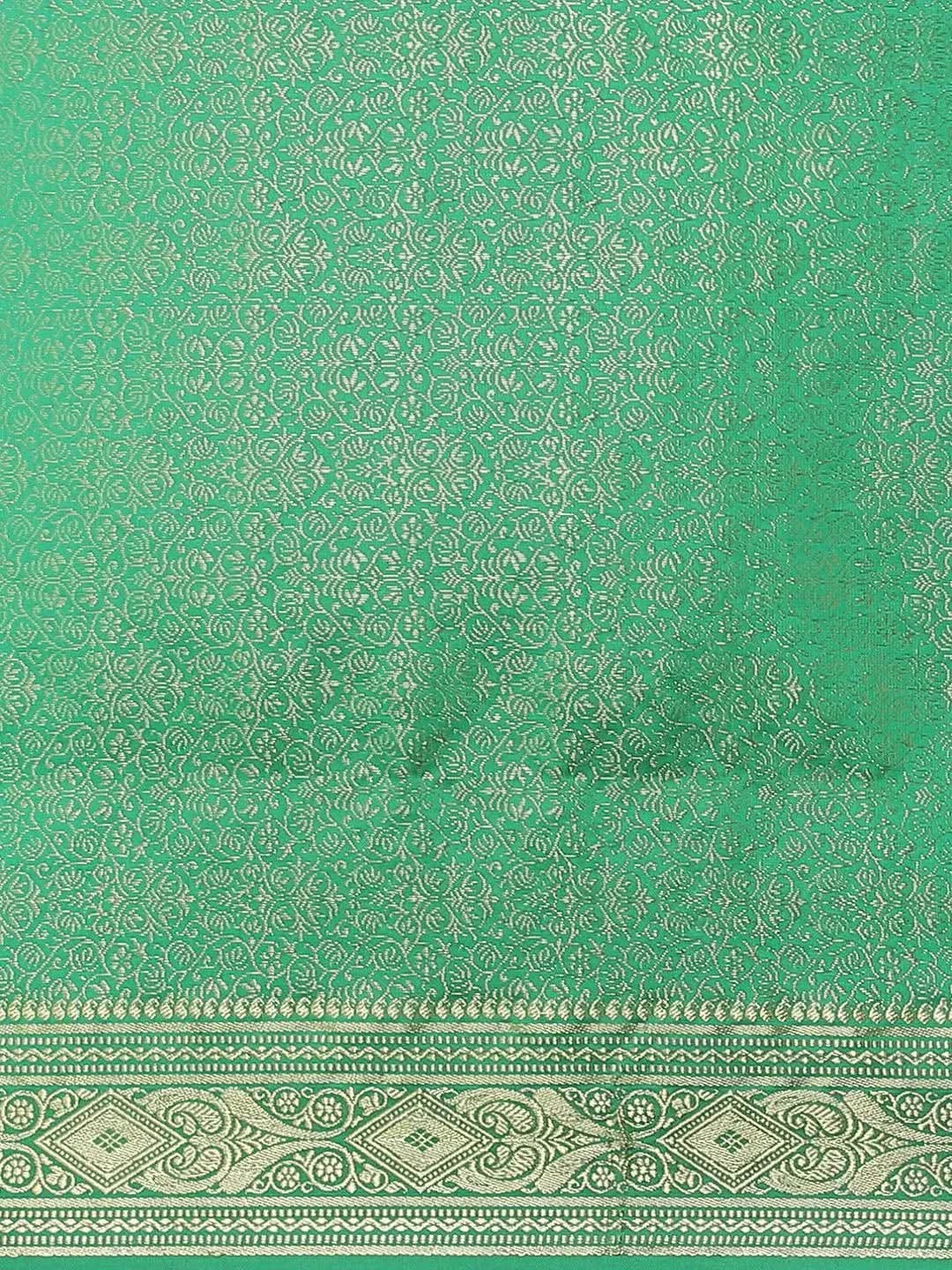 Green Woven Design Brocade Saree - Libas