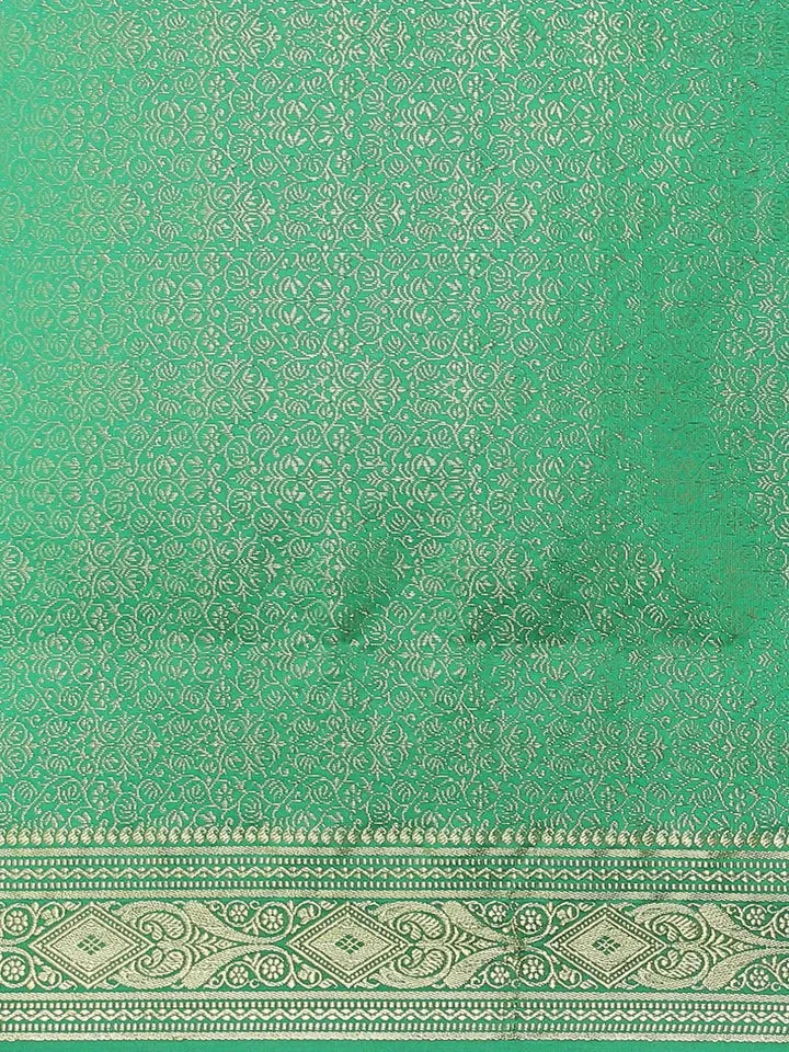 Green Woven Design Brocade Saree - Libas