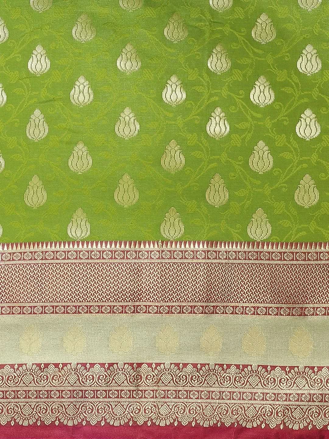 Green Woven Design Brocade Saree - Libas
