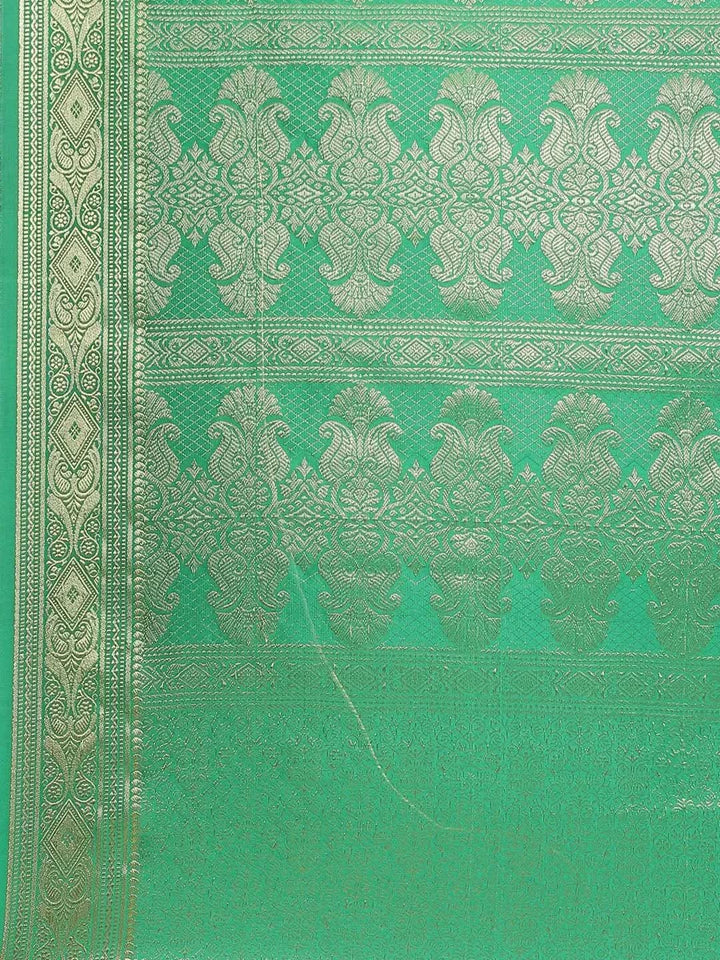 Green Woven Design Brocade Saree - Libas