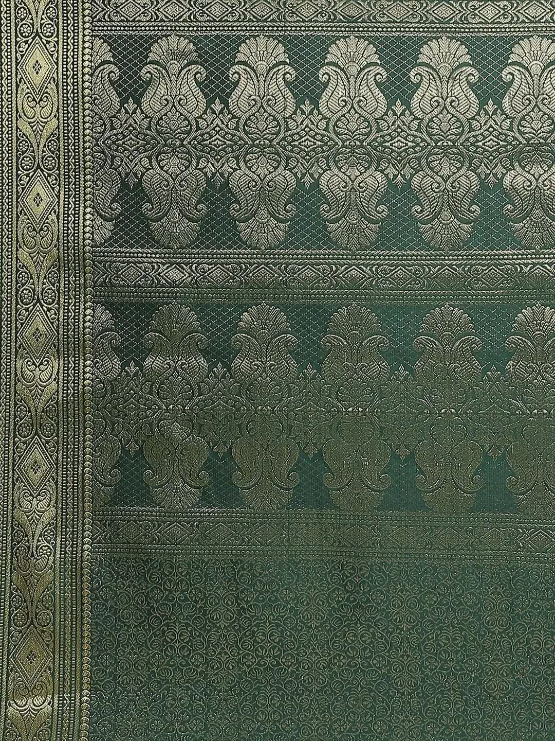 Green Woven Design Brocade Saree - Libas