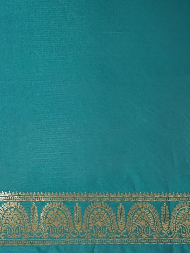 Green Woven Design Brocade Saree - Libas